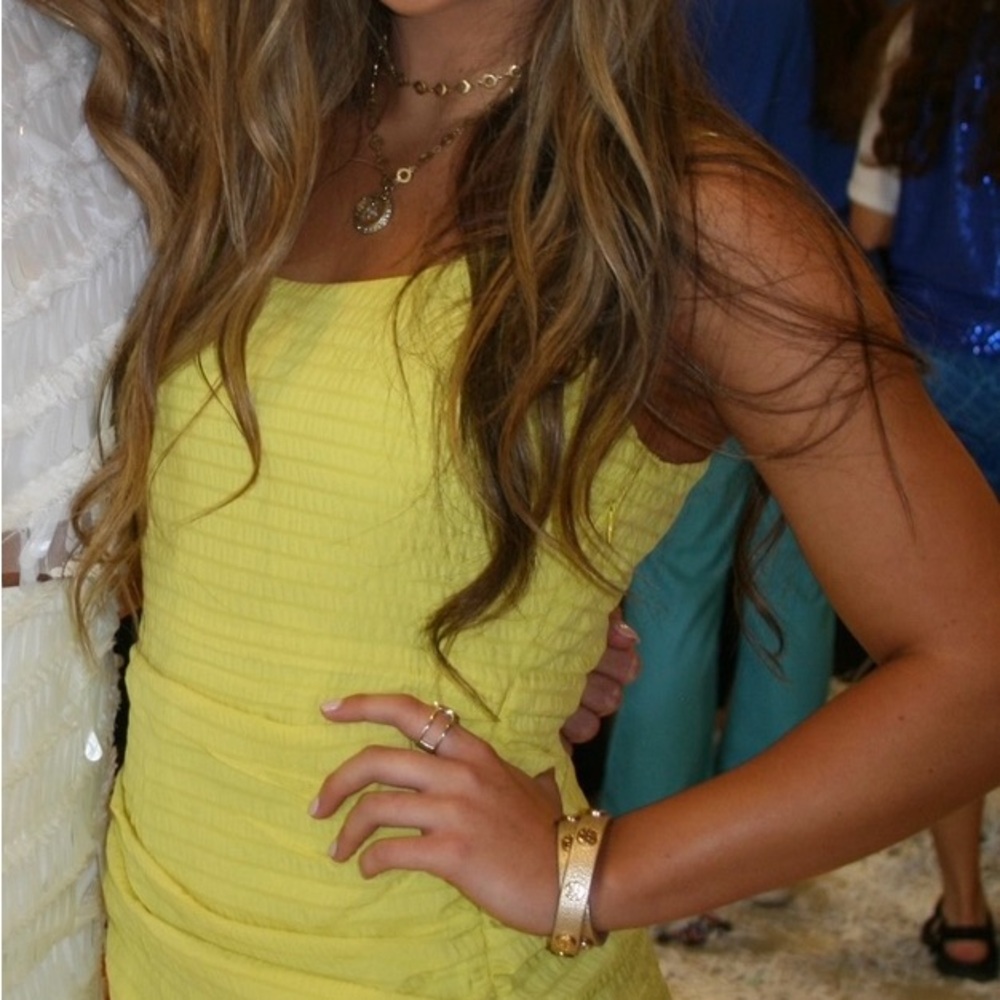 Yellow Sleeveless Off-the-Shoulder Sheath Dress